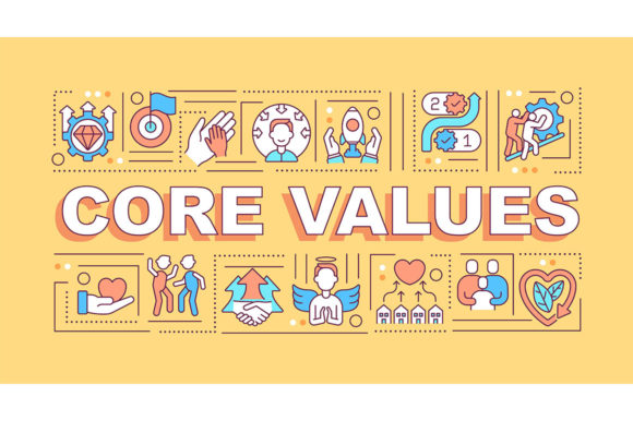 Core Values Word Concepts Banner: Graphics for Local Branding