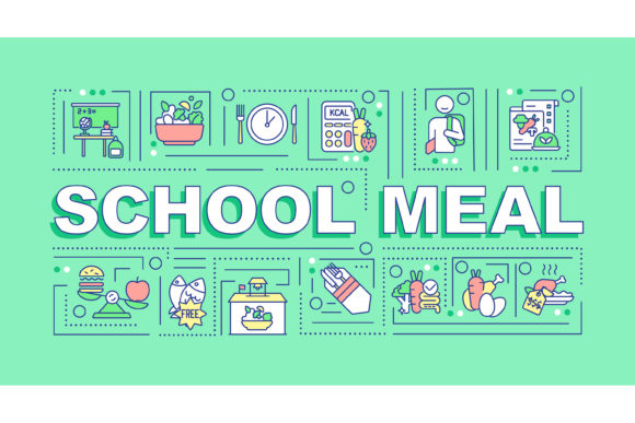 School Meal Word Concepts Banner: Graphics for Editorial Clarity