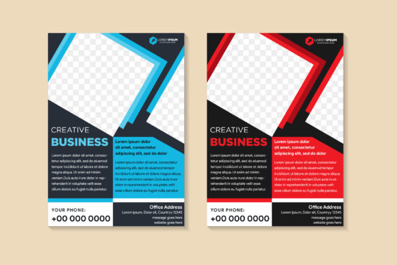 Vertical Flyer Square Blue Business Graphics